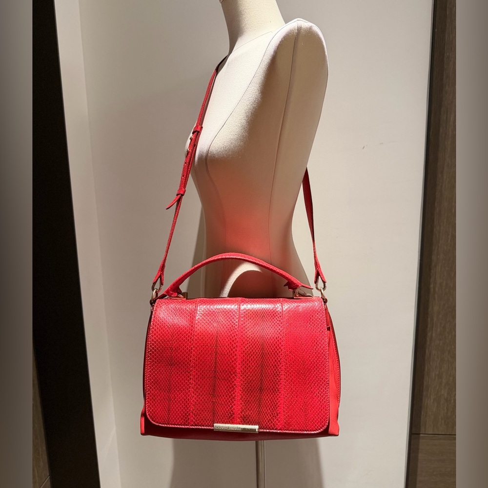 Emilio Pucci Red Textured Leather Crossbody Satchel